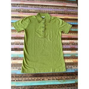 Vintage Head 1970s Button Collar Shirt Mens S Single Stitch Tennis Retro Green